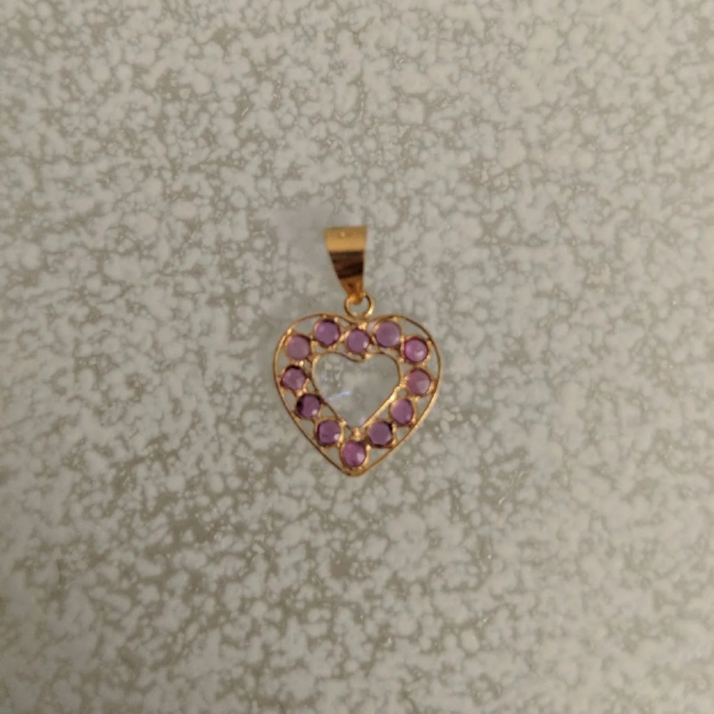 18k Gold Heart Ruby Pendant